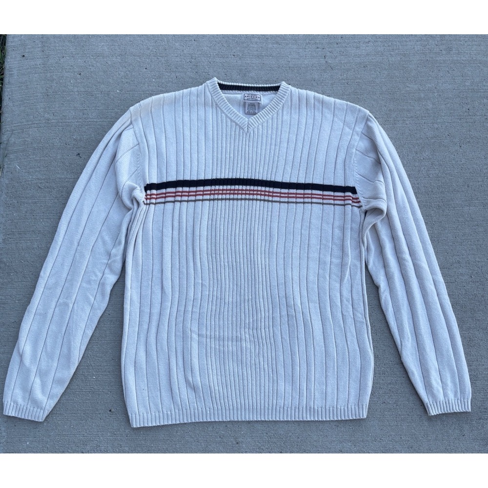Arizona Jean Company mall punk Y2K dad Large V-Neck Ribbed Sweater